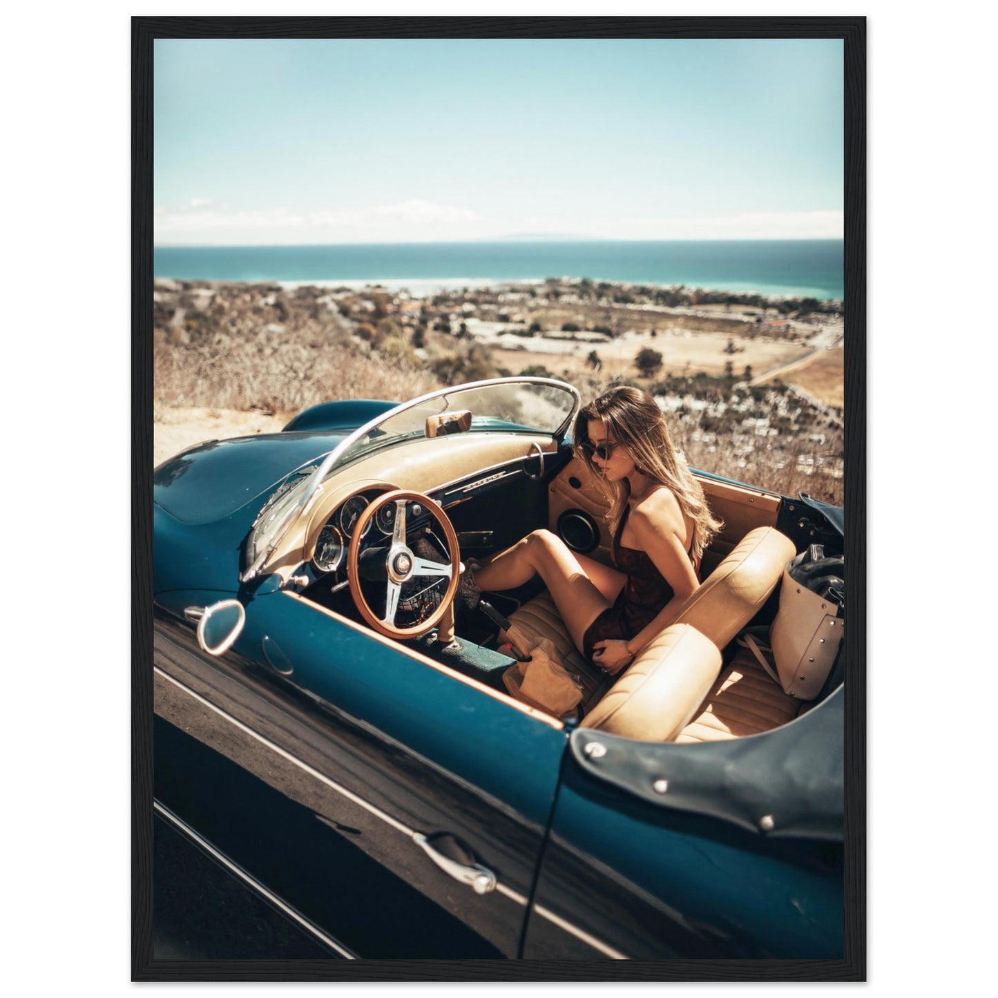 Woman in Retro Porsche