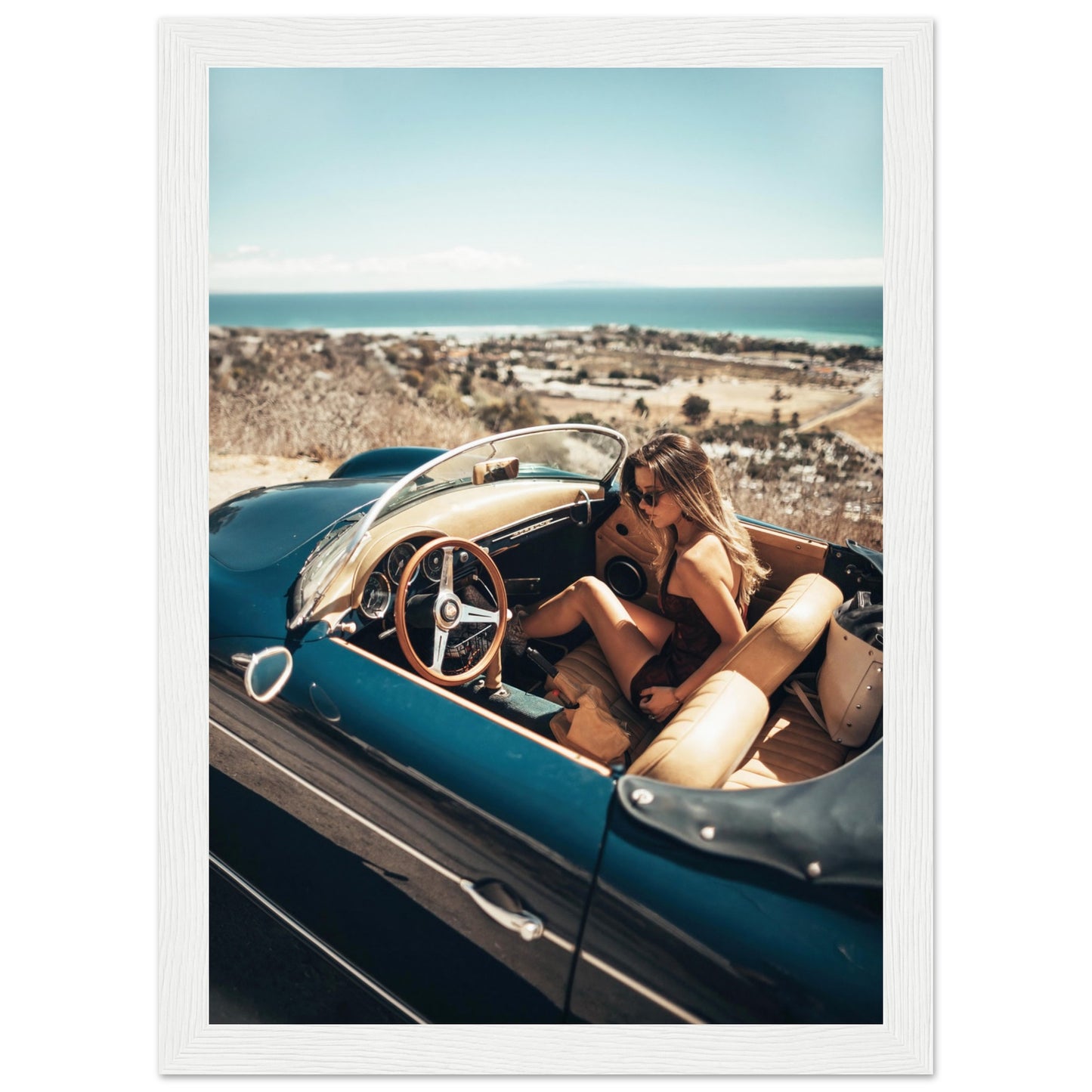 Woman in Retro Porsche