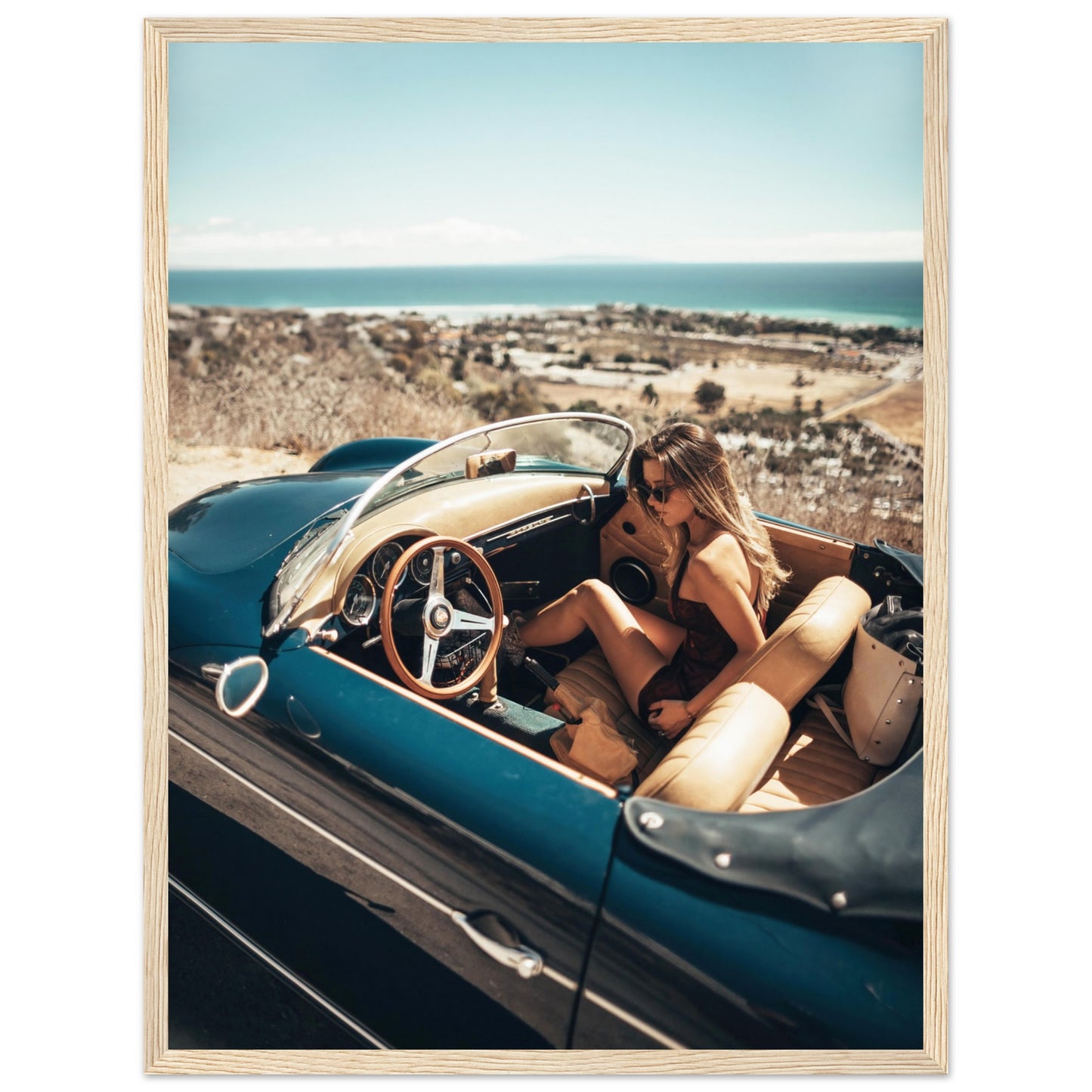 Woman in Retro Porsche