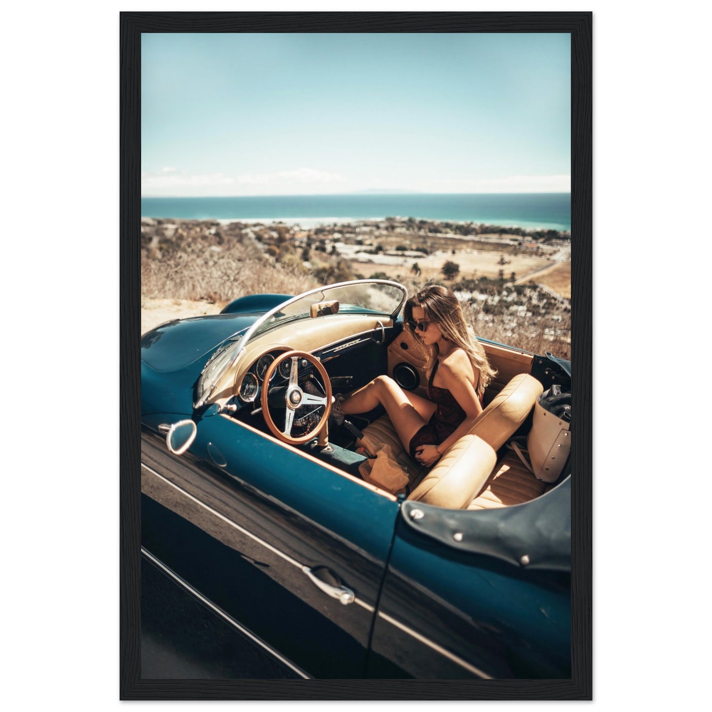 Woman in Retro Porsche