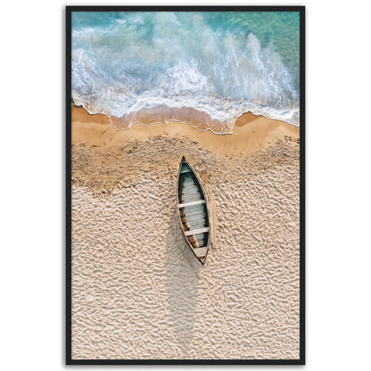 Boat at empty beach.