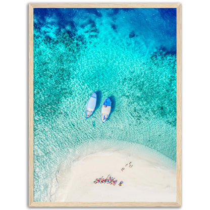 Two Boats, Aerial Beach Poster