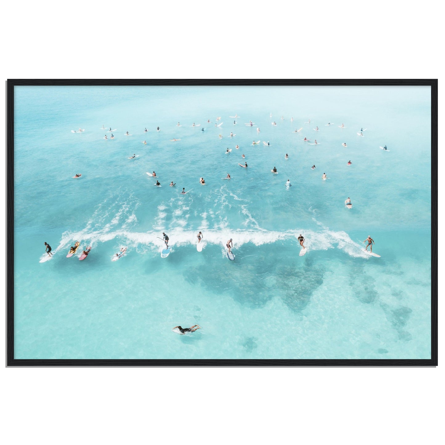 Aerial Ocean Surfers Crowd