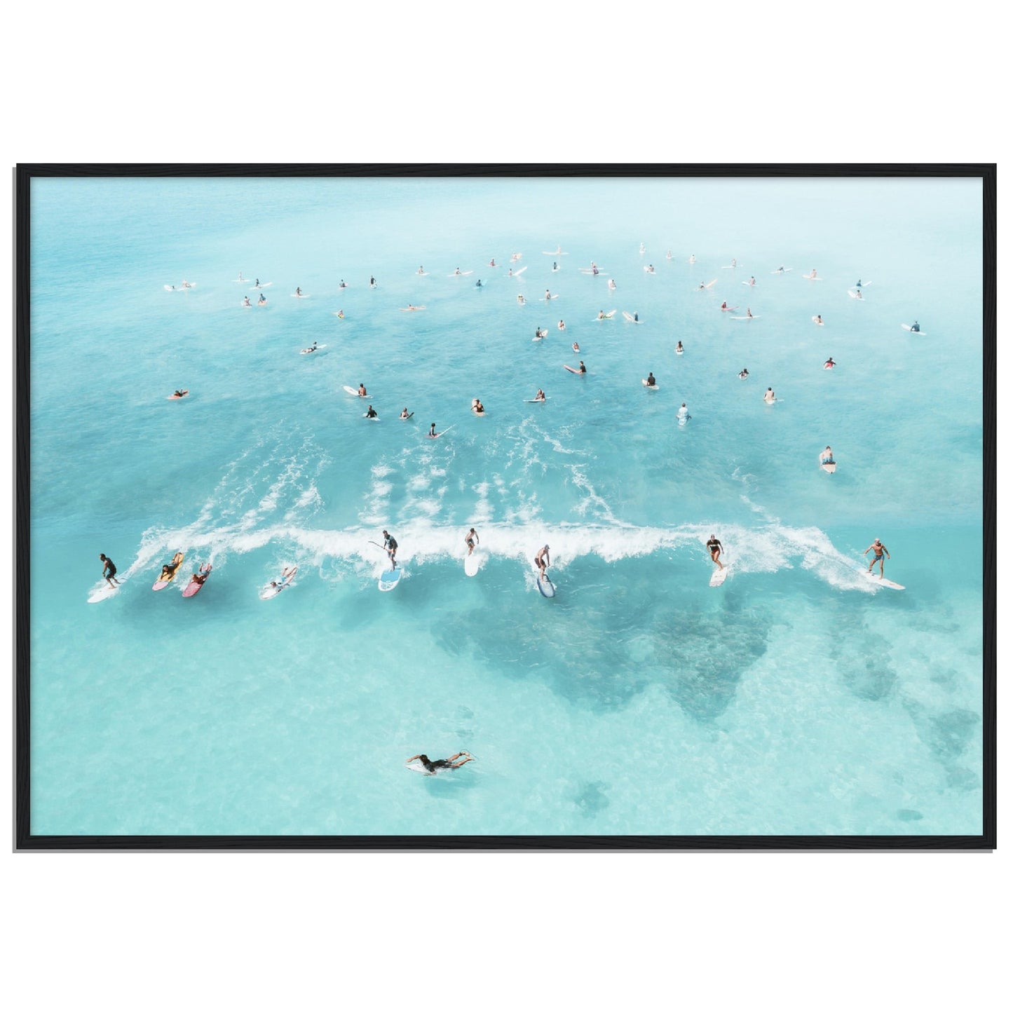 Aerial Ocean Surfers Crowd