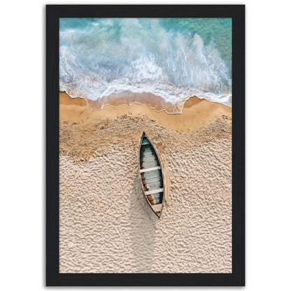 Boat at empty beach.