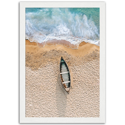 Boat at empty beach.