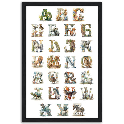 Kids Watercolor Animal Alphabet Print.