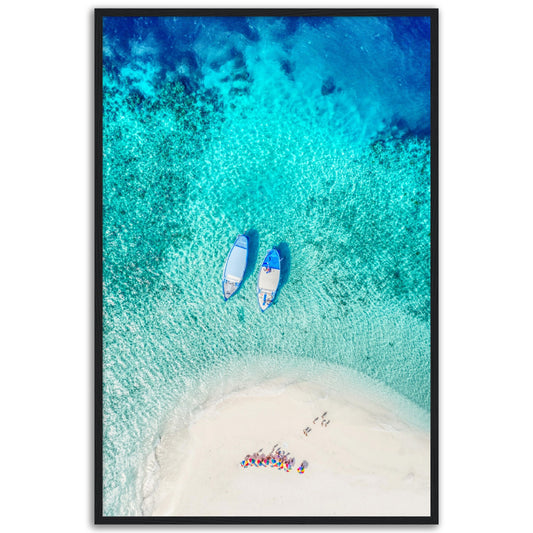 Two Boats, Aerial Beach Poster