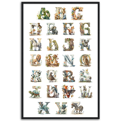 Kids Watercolor Animal Alphabet Print.