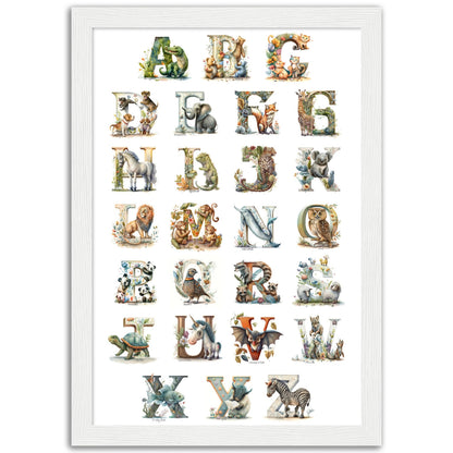 Kids Watercolor Animal Alphabet Print.