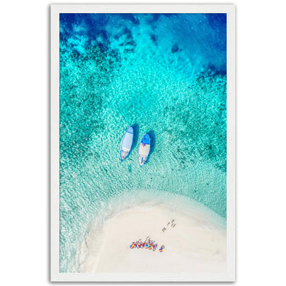 Two Boats, Aerial Beach Poster