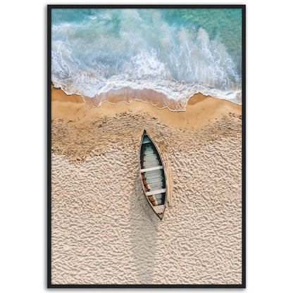 Boat at empty beach.