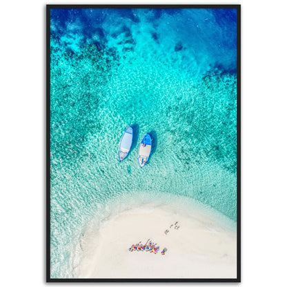 Two Boats, Aerial Beach Poster