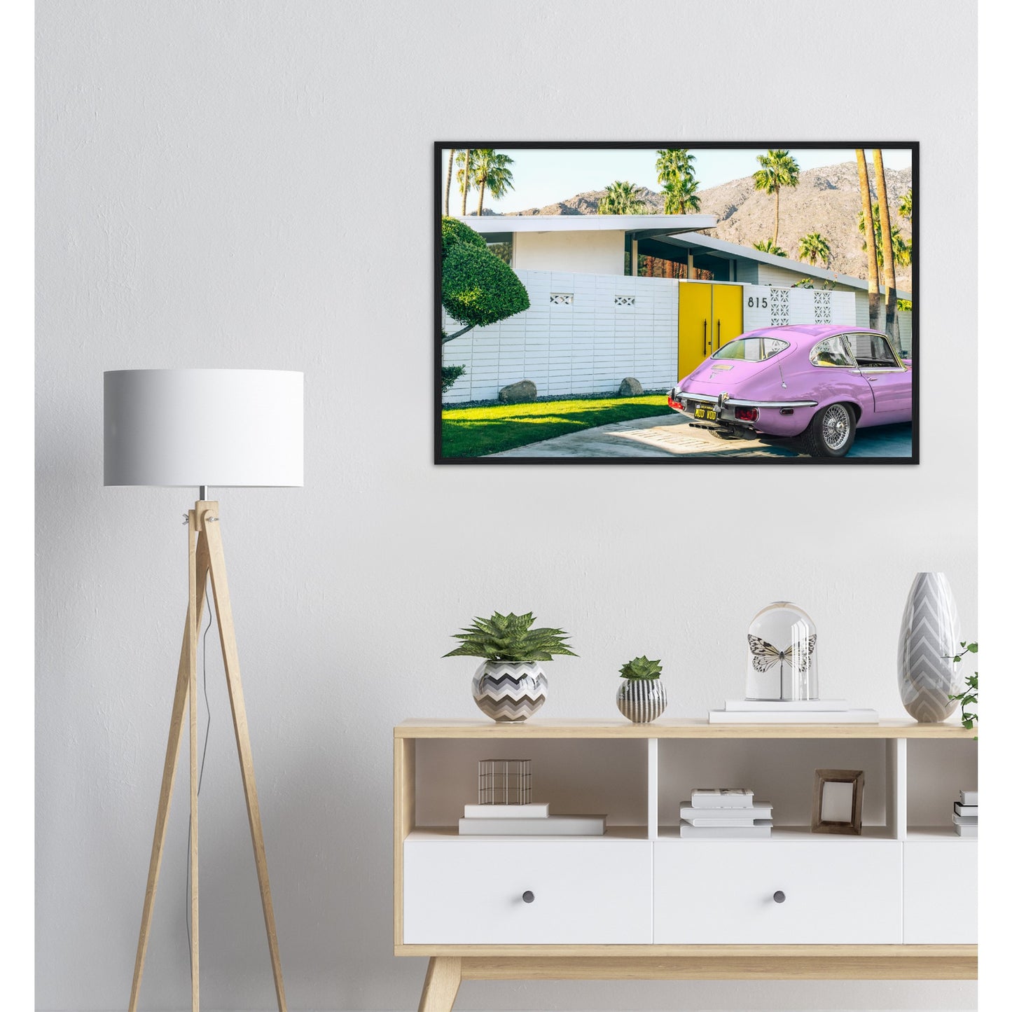 Pink Car in Palm Springs Poster