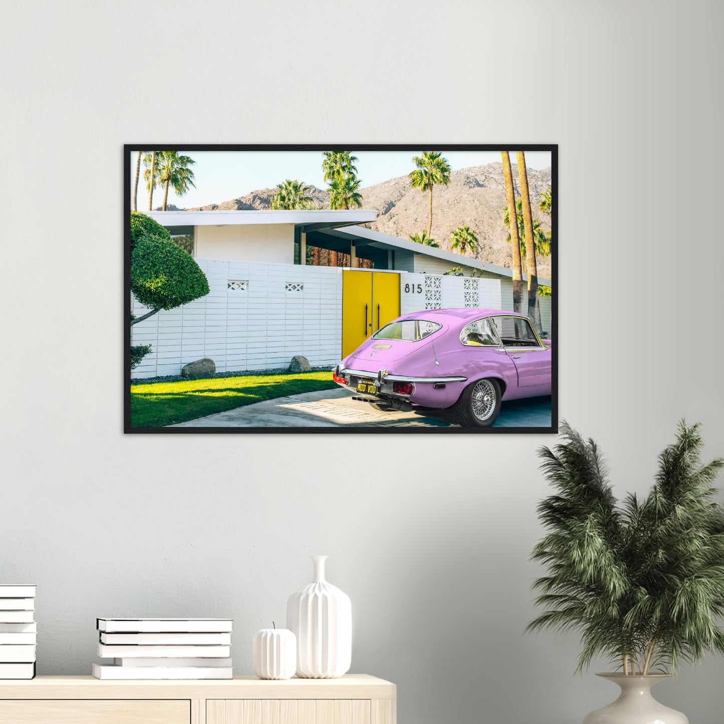 Pink Car in Palm Springs Poster